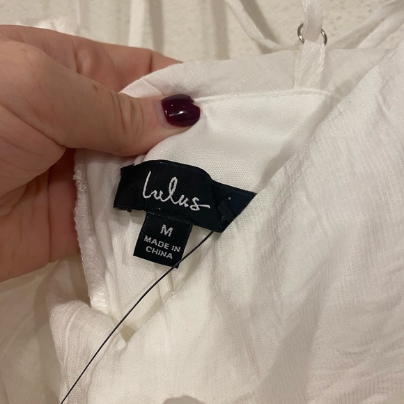 NWT Lulus Dream Elegance White Ruched Rosette Drop Waist Maxi Dress Size Medium - Picture 4 of 6